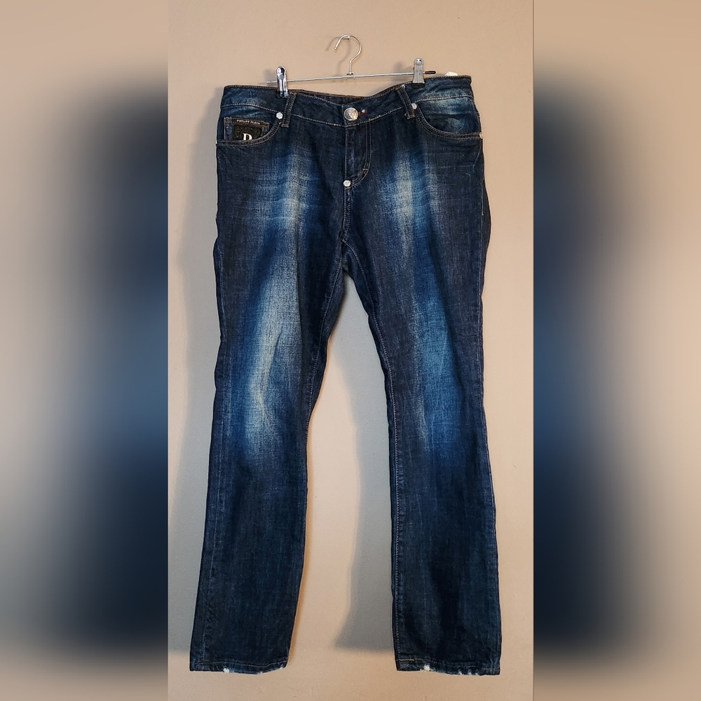 Philipp Plein Men Jeans Illegal Fight Club Sz 30 x 27  Metal Eagle Rhinestones